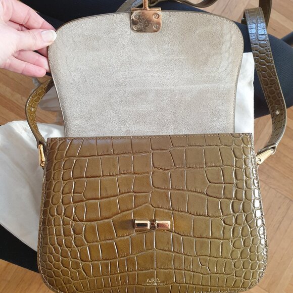 APC Small Grace Bag croc embossed leather in olive green - Picture 9 of 16